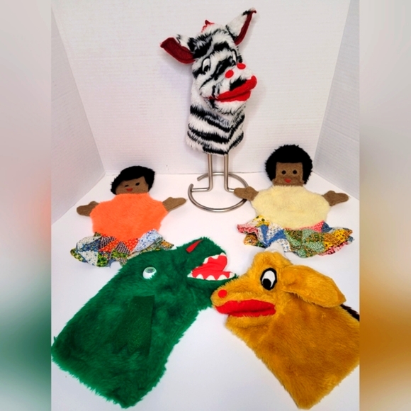 Vintage Rare Handpuppets Lot of 5 includes Girls Zebra Giraffe Dragon - Picture 5 of 8